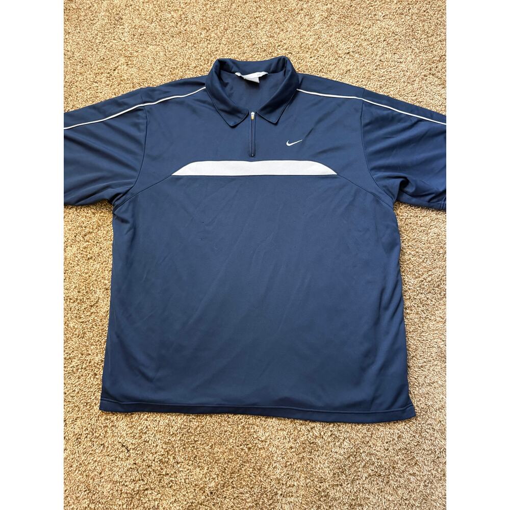 Vintage Y2K Nike Quarter Zip Pullover Athletic Shirt Navy Mens Size XXL
